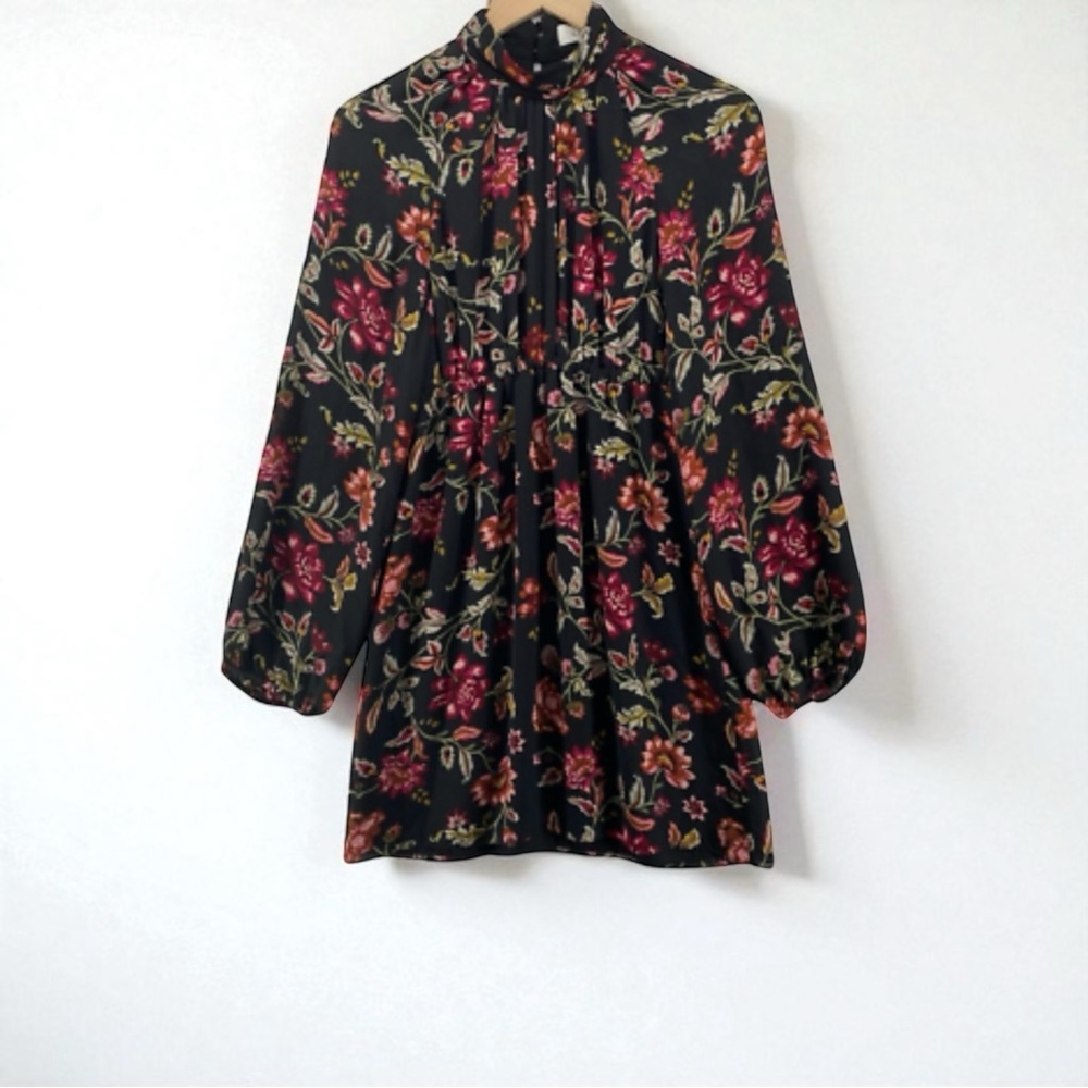 ALC Nadia Silk Long Sleeve Dress Size 4 Mock Neck